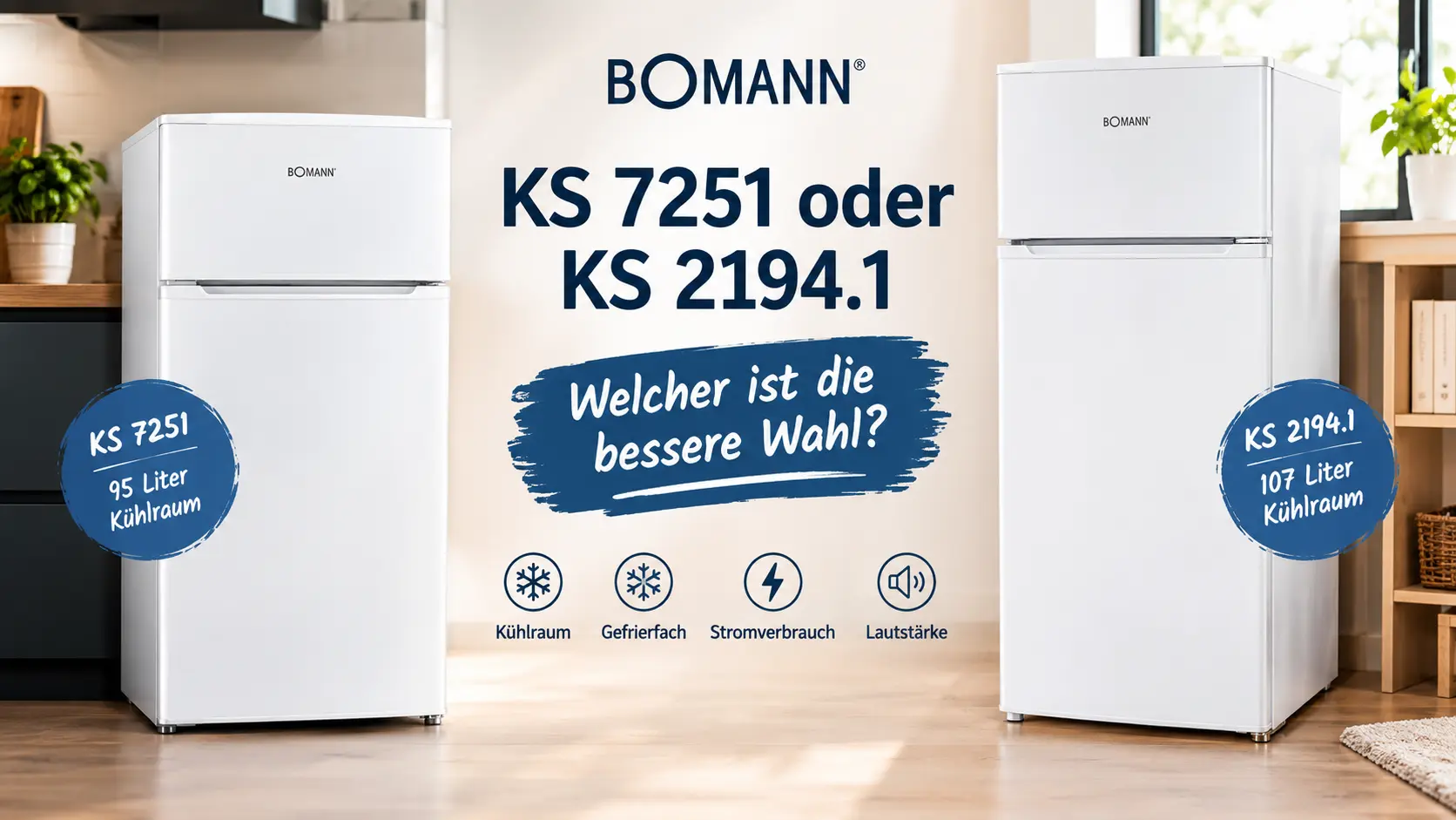 Bomann KS 7251 und KS 2194.1 im Kühlschrankvergleich mit 95 und 107 Litern Kühlraum